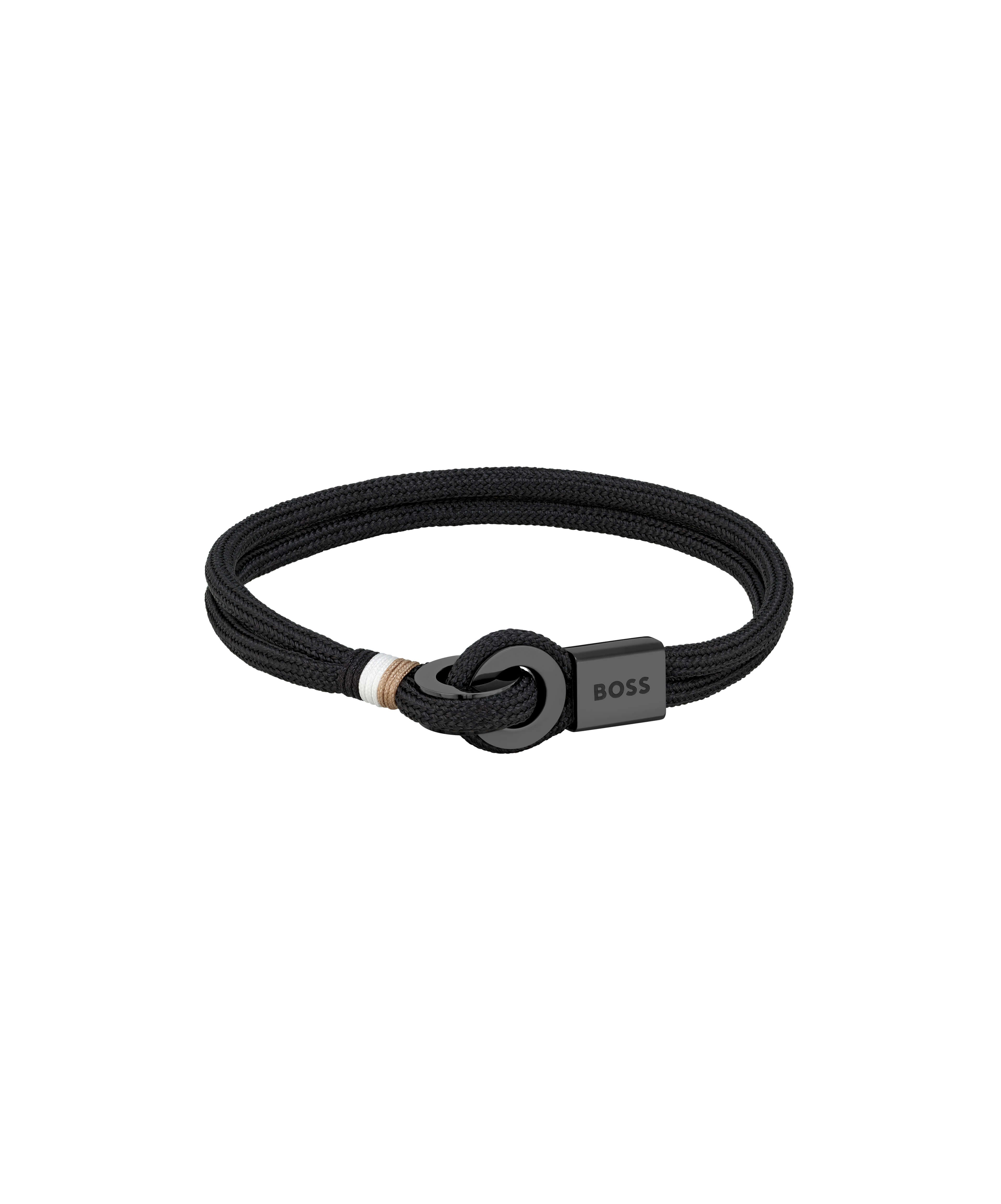 Thad Sport Nylon Black Cord Gents Bracelet