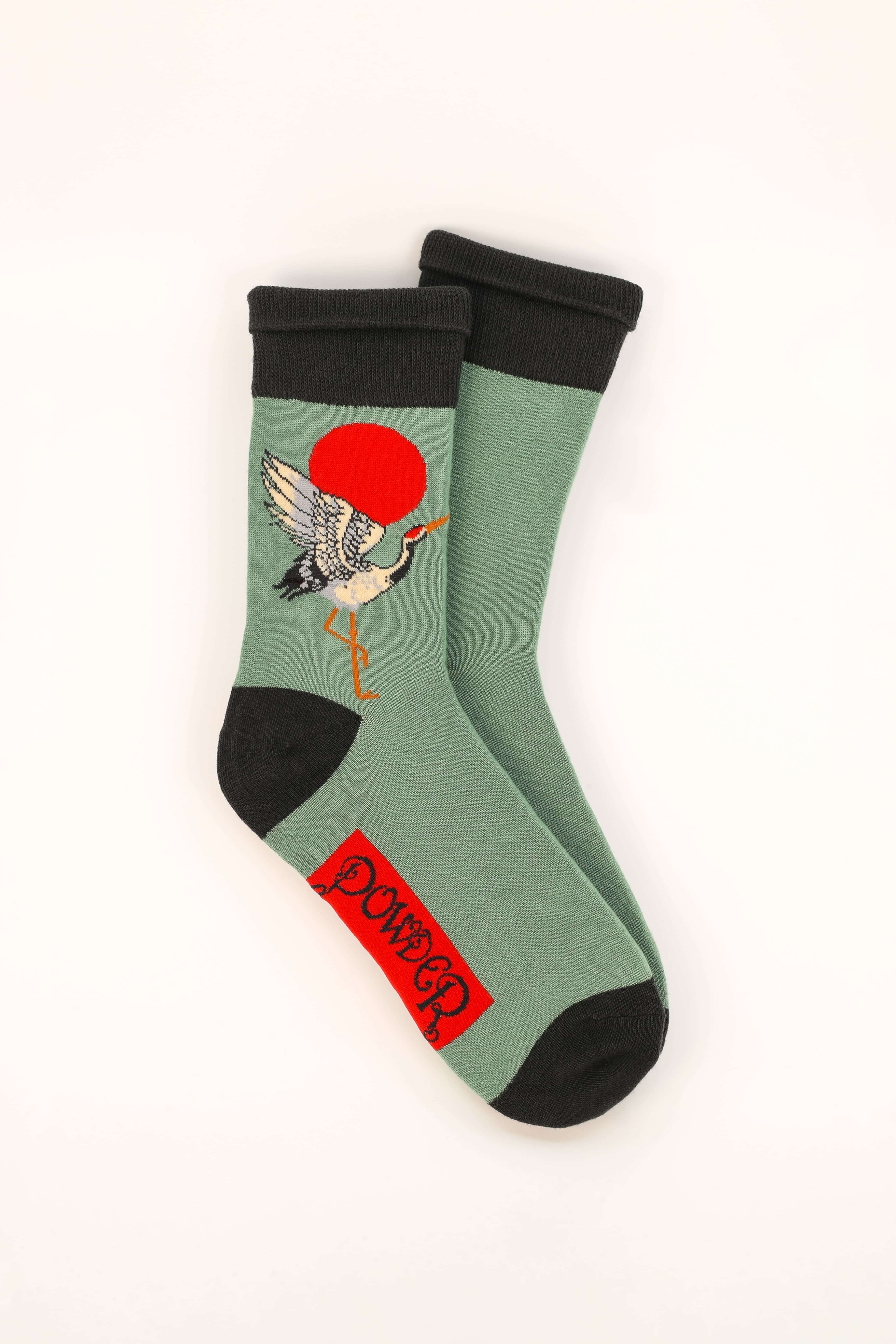 Men's Crane at Sunrise Socks - Fern