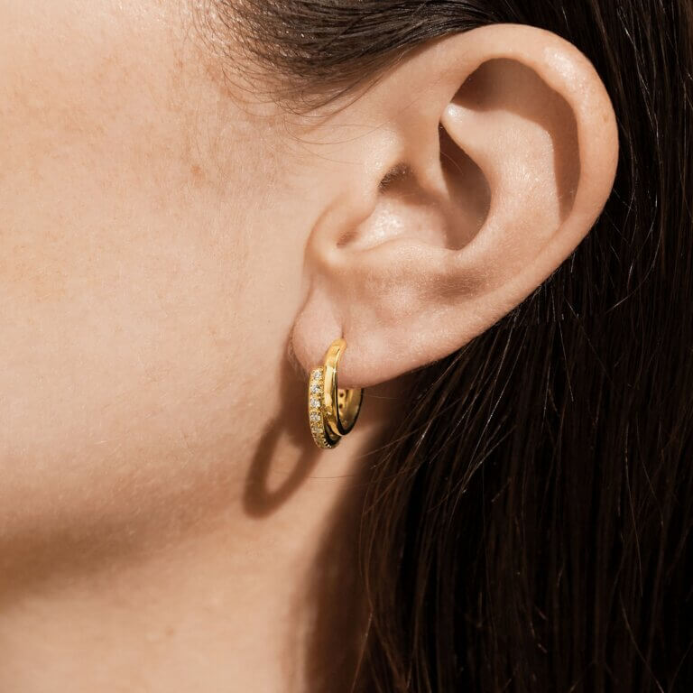 Statement Studs | Gold | Crystal | Hoop Earrings