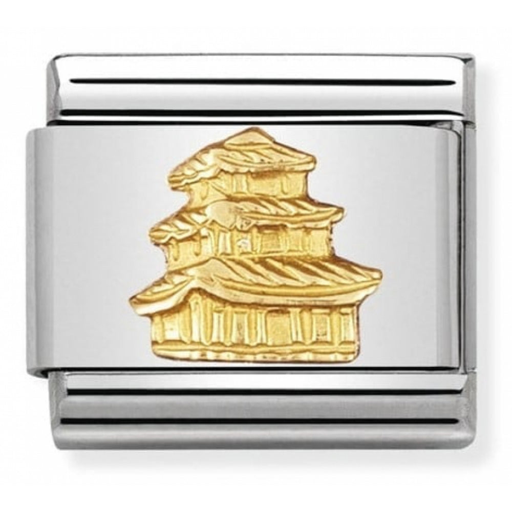 Classic Pagoda In Stainless Steel With 18k Gold Charm