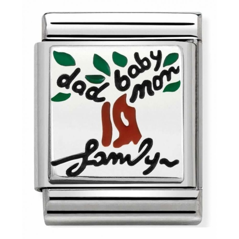 Composable Oxidised Family Tree Stainless Steel, Enamel And Sterling Silver Big Charm