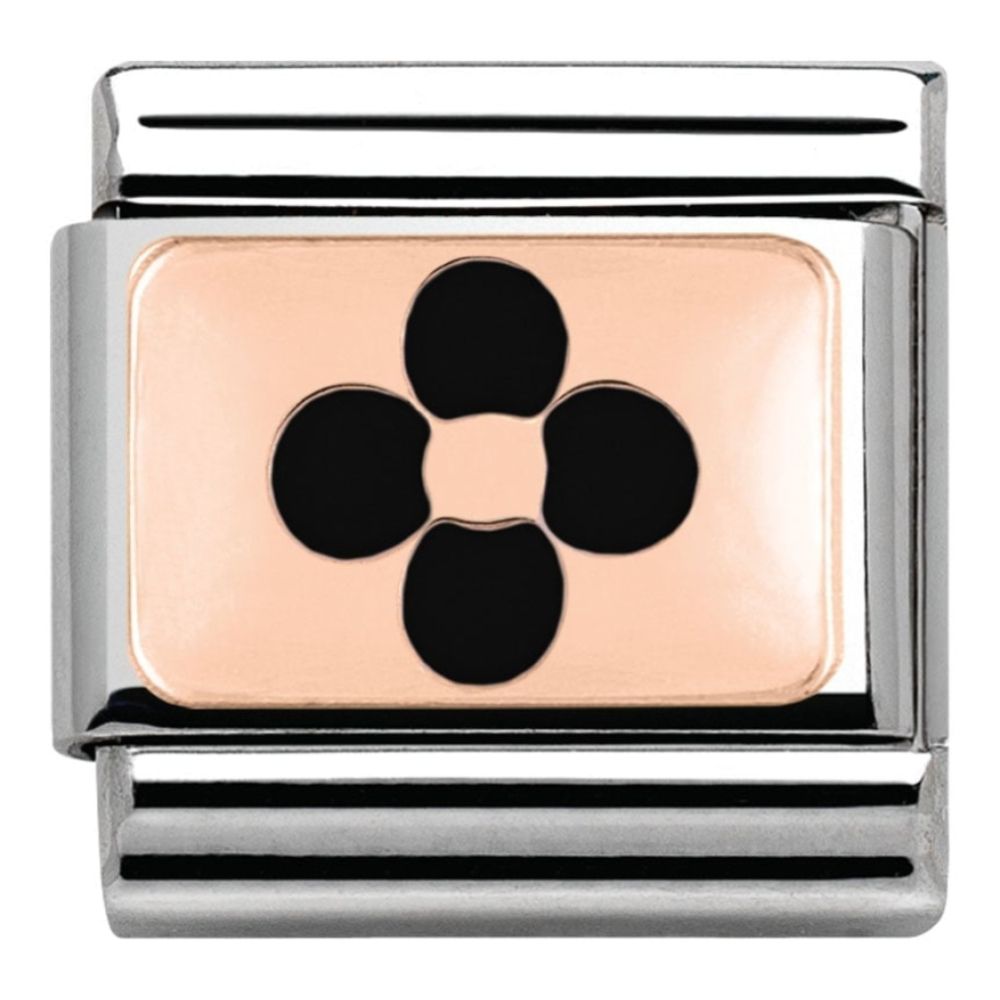 Classic Black Flower Rose Gold Link