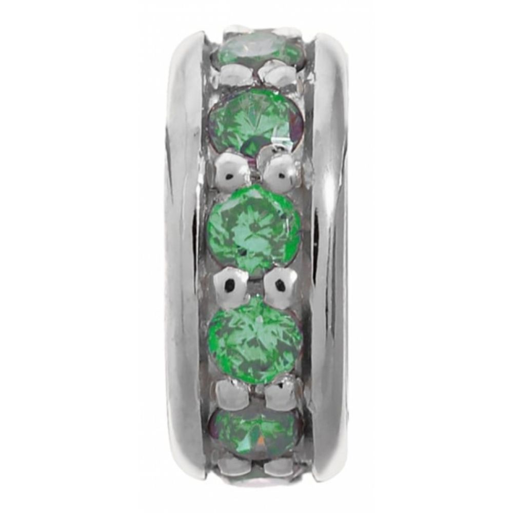 Green CZ Stone Sterling Silver Ring Charm