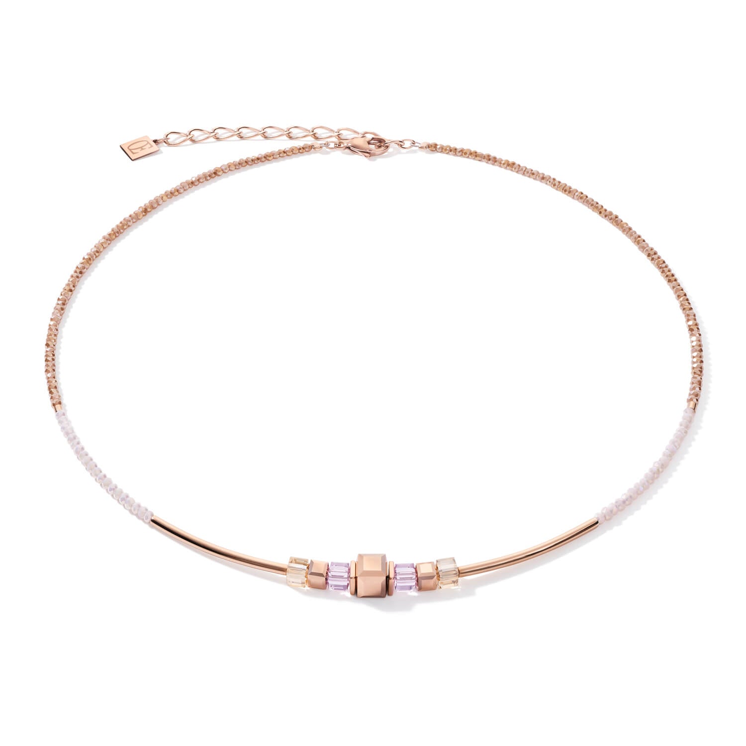 Frontline Rose Gold-Lilac Geo Cube Necklace