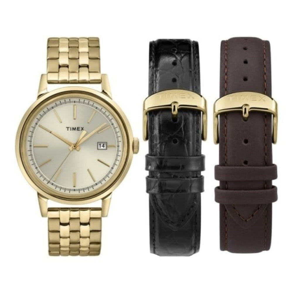 Gents Gold Tone Bracelet Watch Special Edition Set