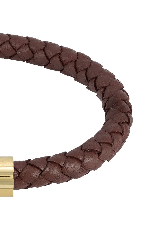 Braided Brown Leather Gents Bracelet