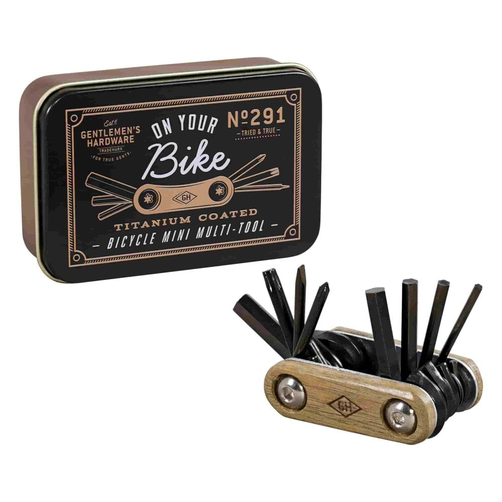 Pocket Bicycle Multi Tool Wood Handles & Titanium Finish