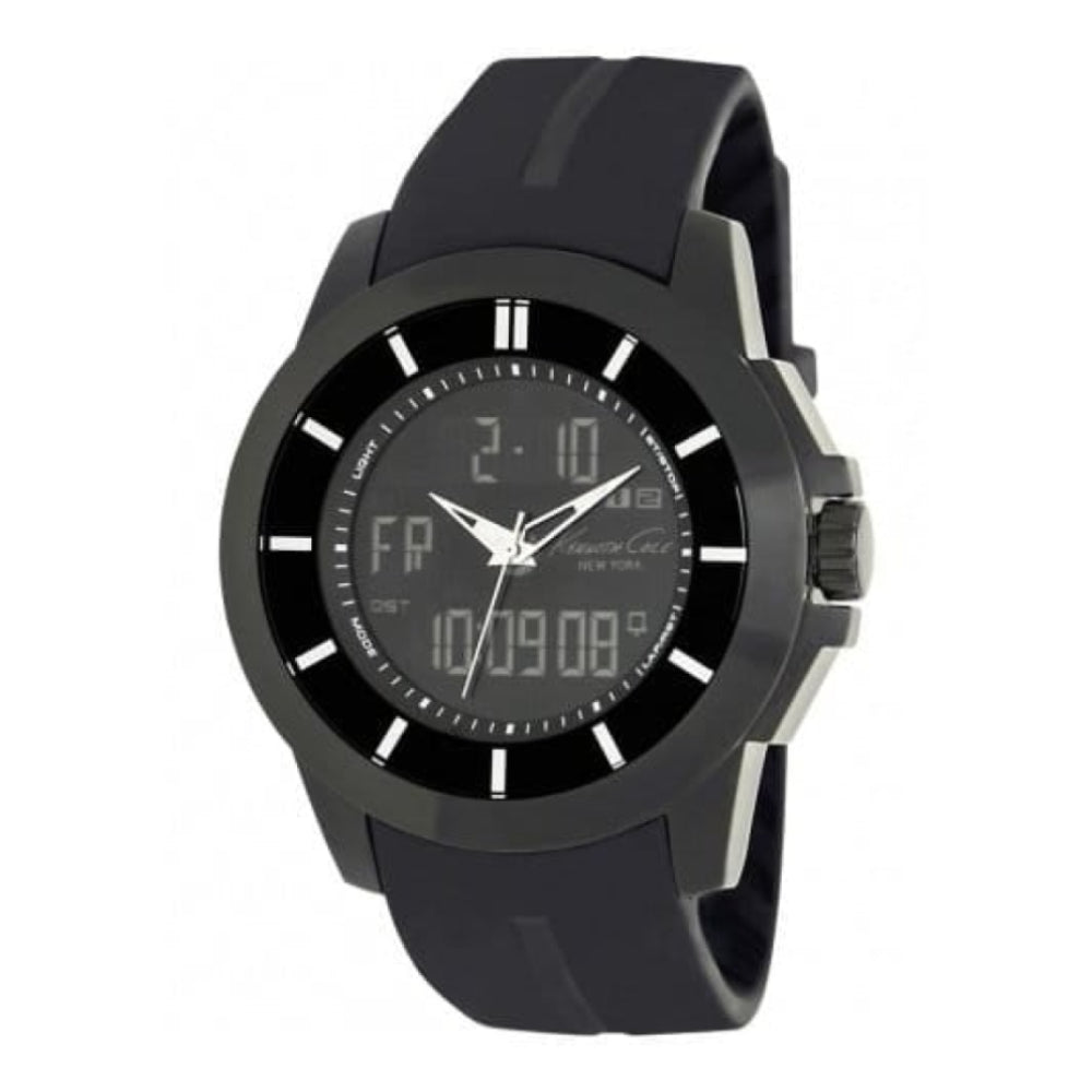 Gents Black Silicone Combo Strap Watch