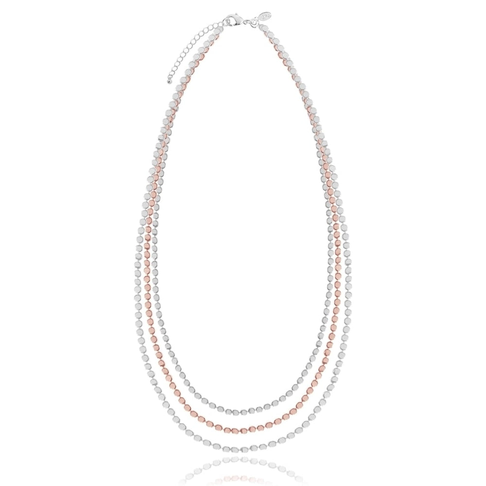 PRETTY PEBBLES - Silver & Rose Gold Layered Chains - Necklace