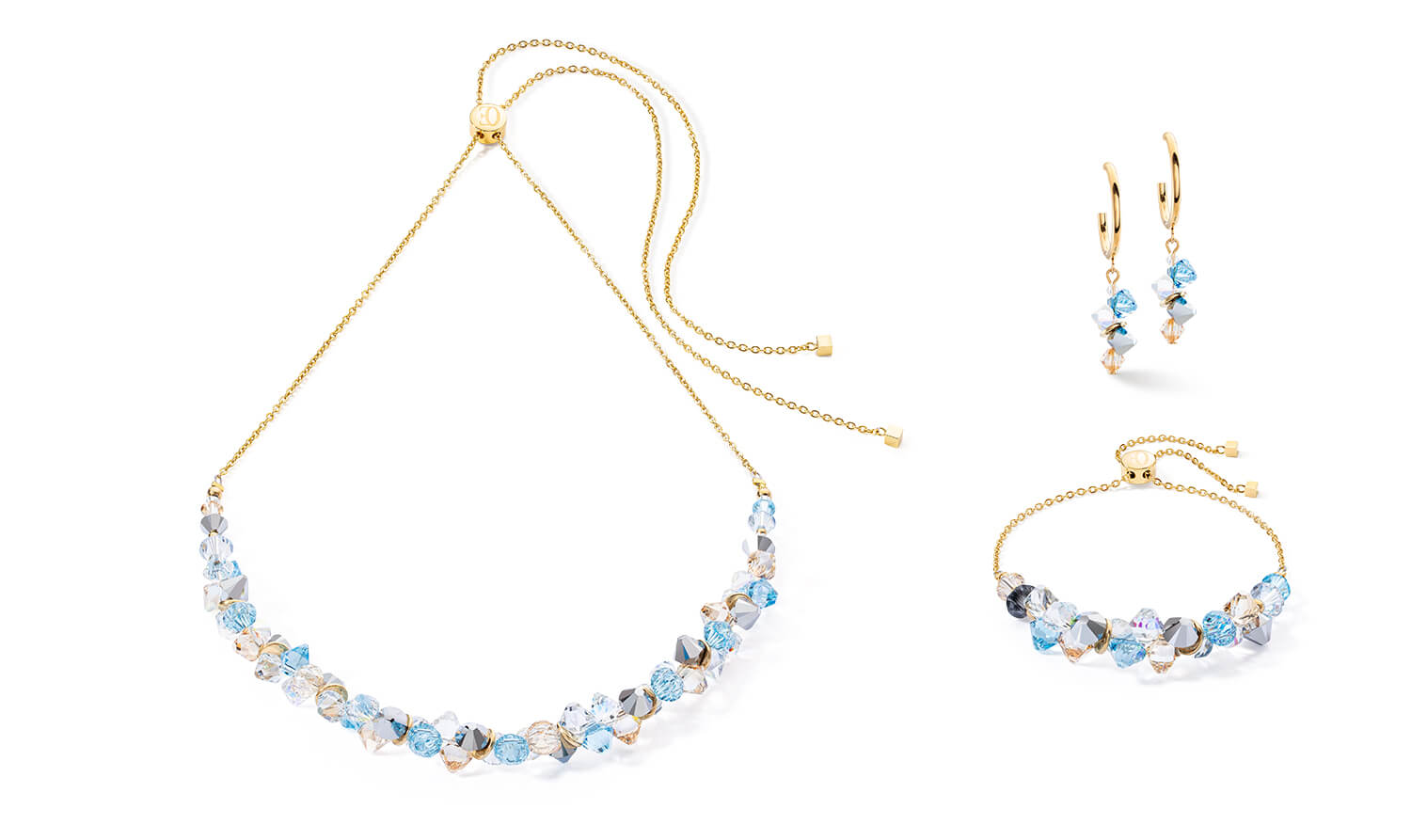 Dancing Crystals Necklace In Aqua