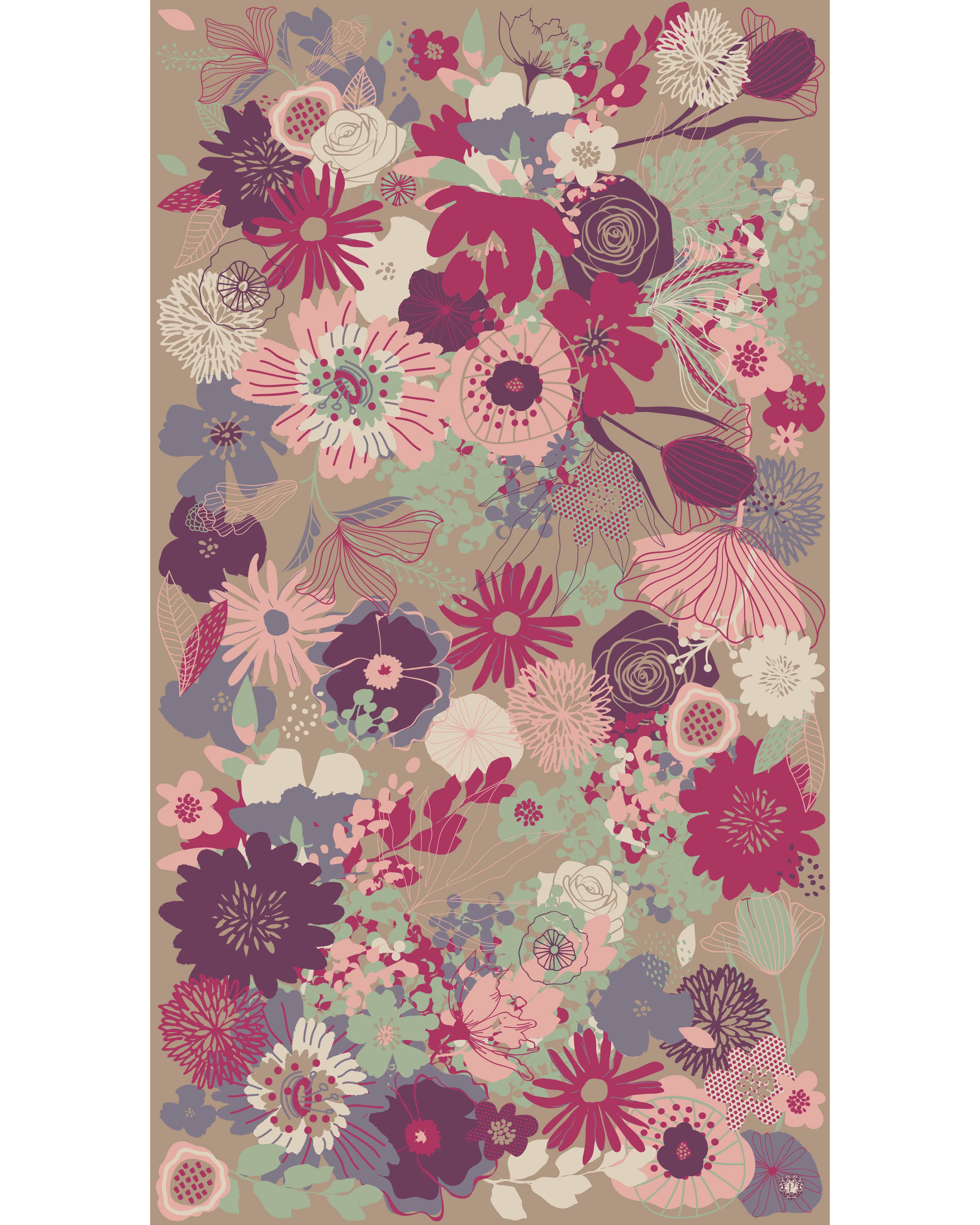Print Scarf - Modern Floral - Stone