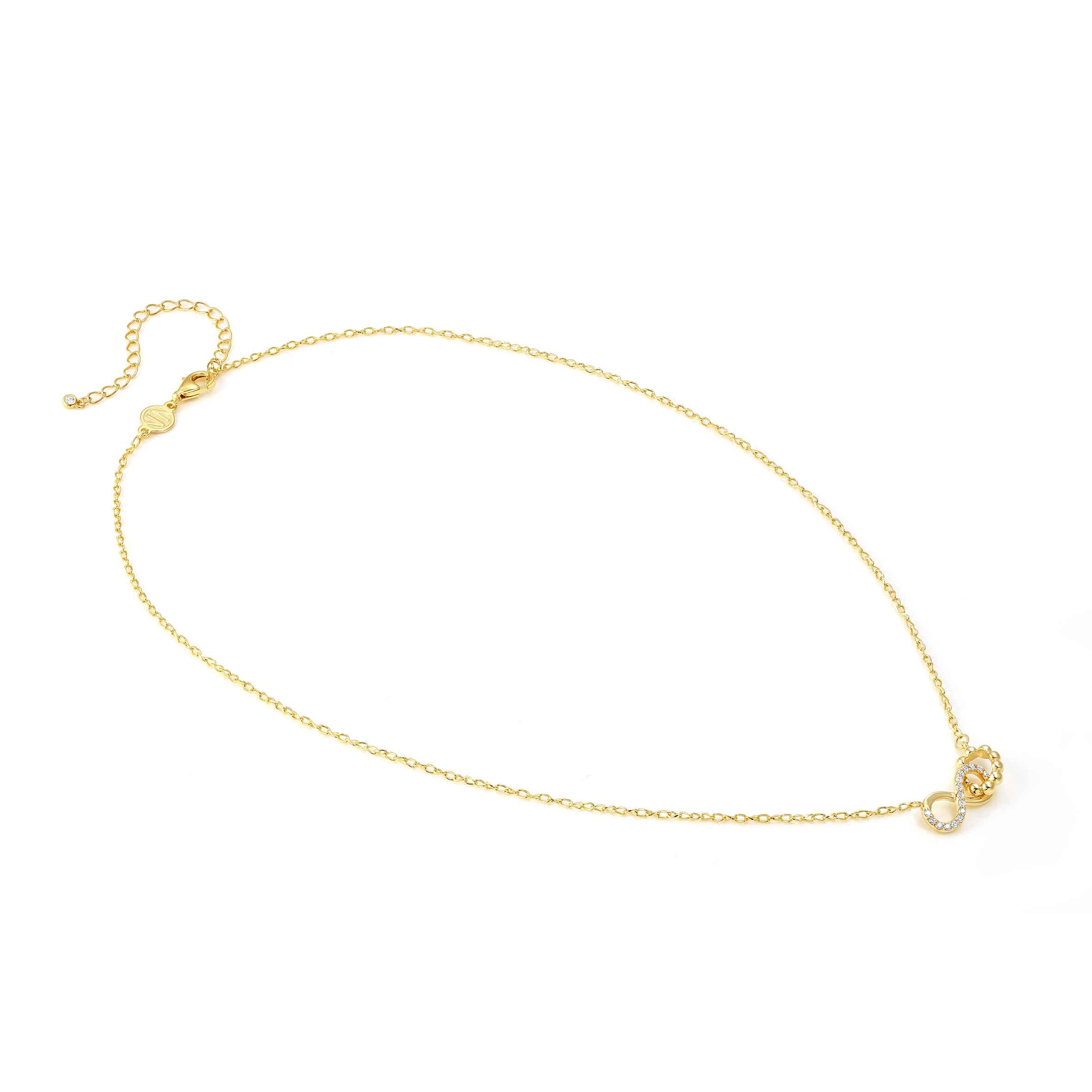 Lovecloud Necklace In Gold With CZ Set Interlocking Infinity Pendant
