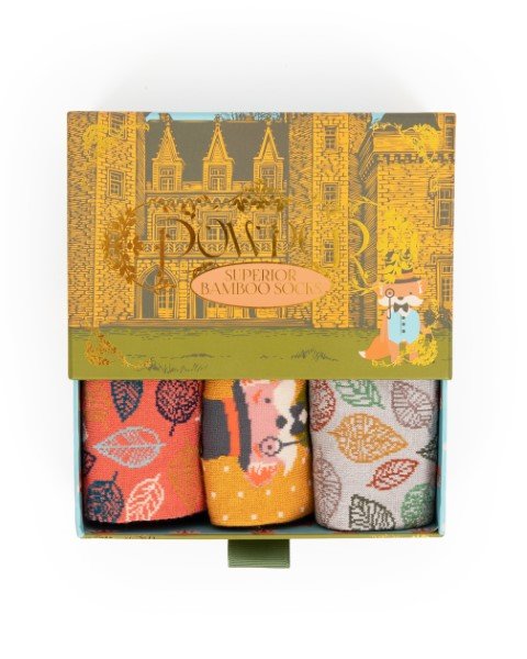 Superior Bamboo Fox Socks Box -3 Pairs