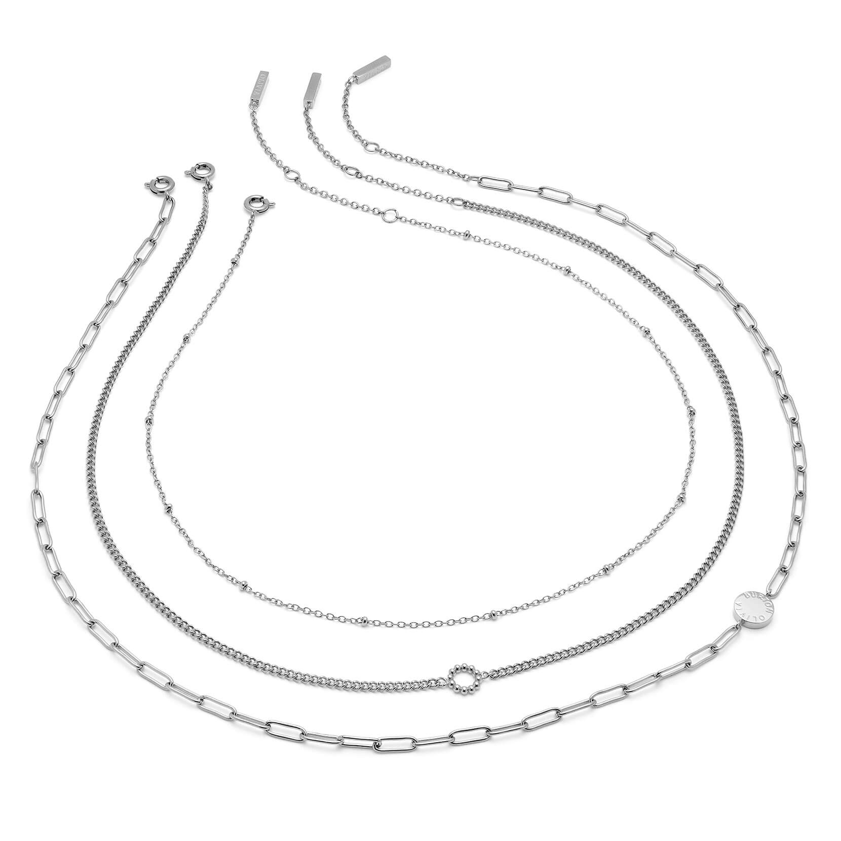 Classic Illusion Silver Stacking Necklace Set