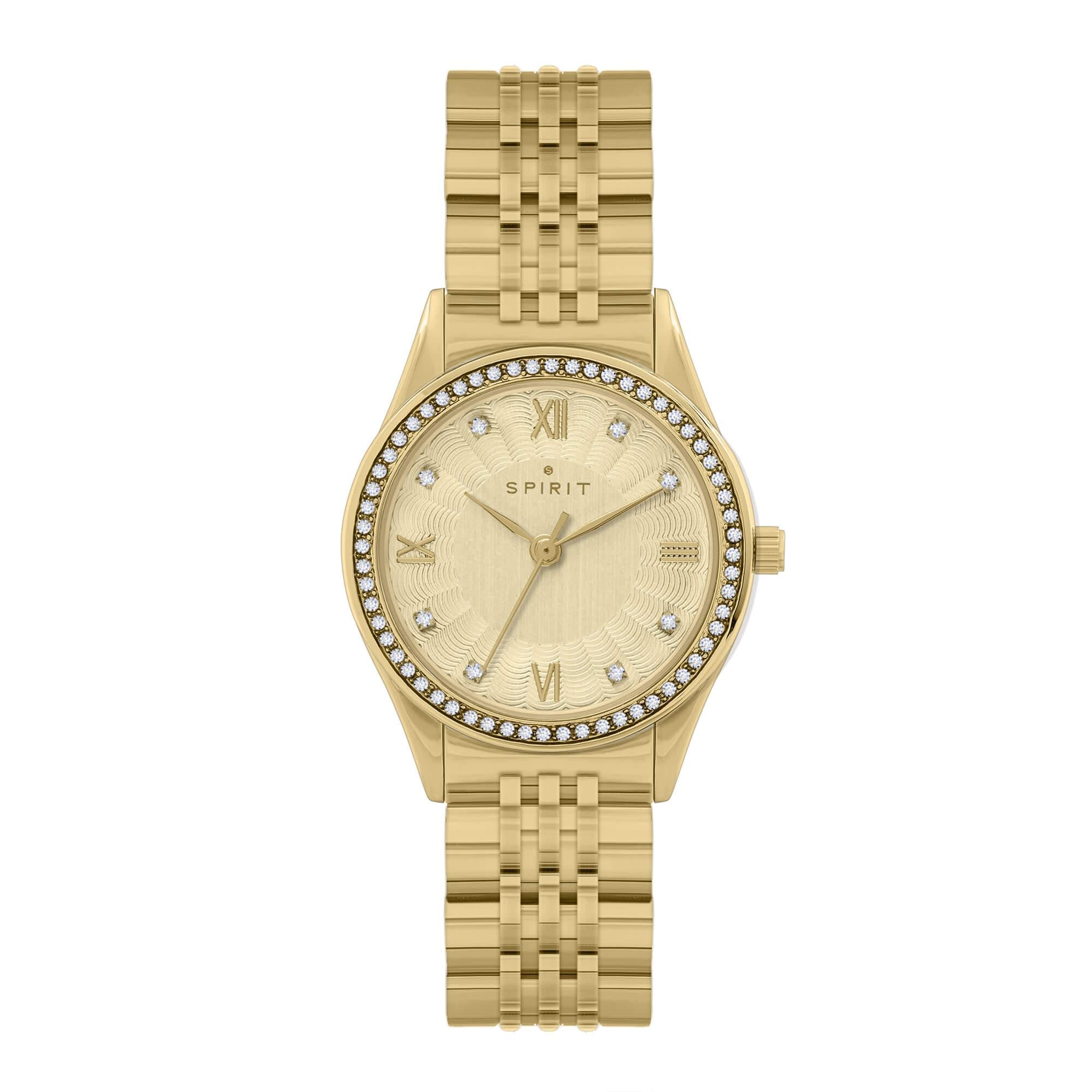 Polished Pale Gold Stone Bezel Bracelet Watch