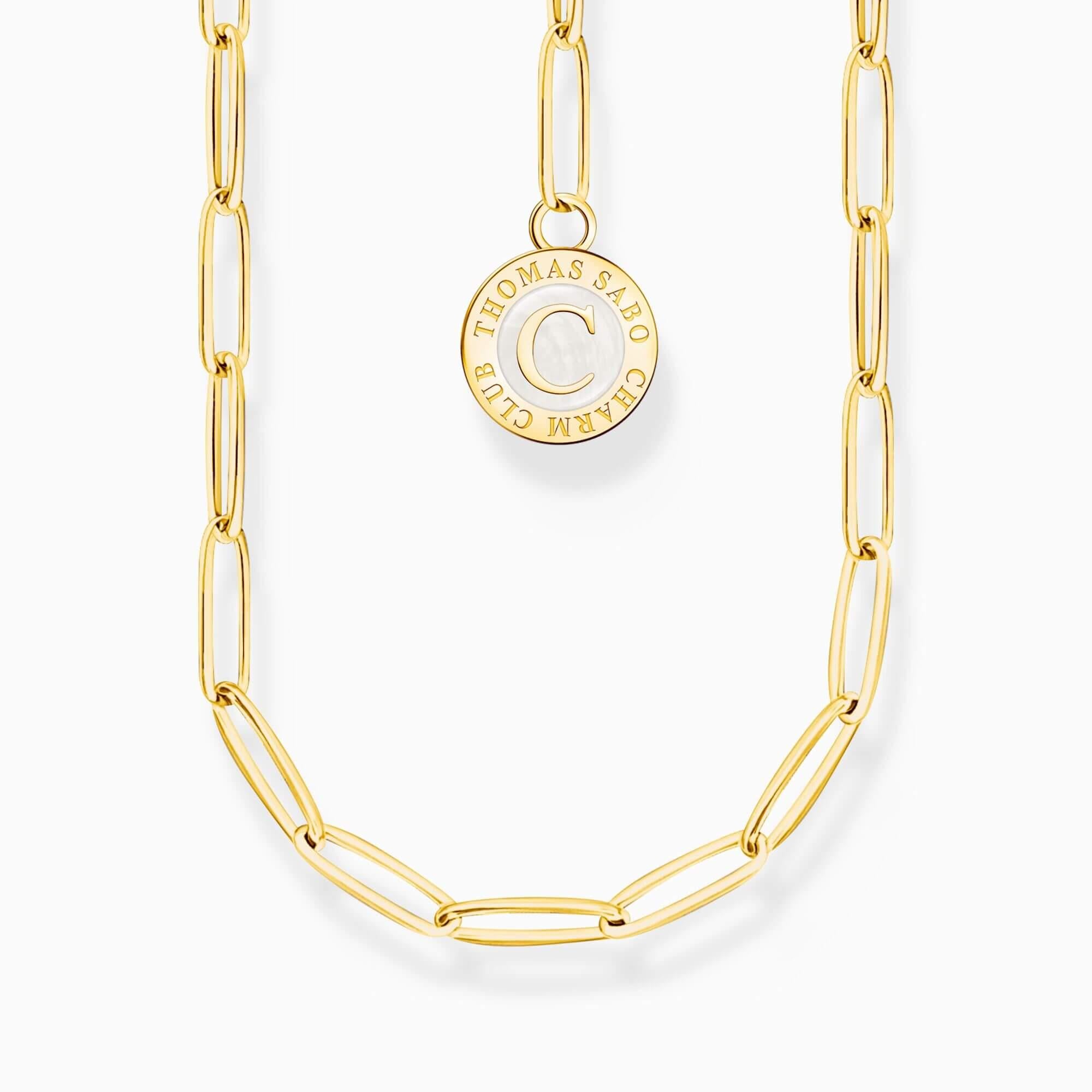 Gold Plated Member Charm Long Anchor Link Necklace