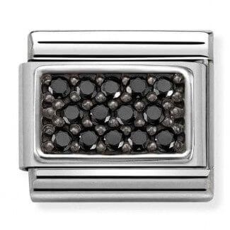 Composable Classic Steel, Black CZ Pave Link