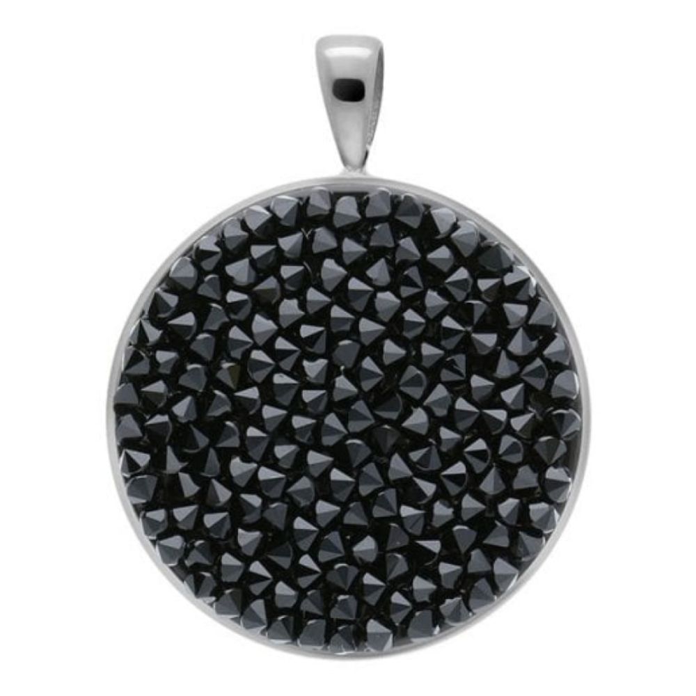 Pendant Tirano Big 25mm Jet Crystals In Silver