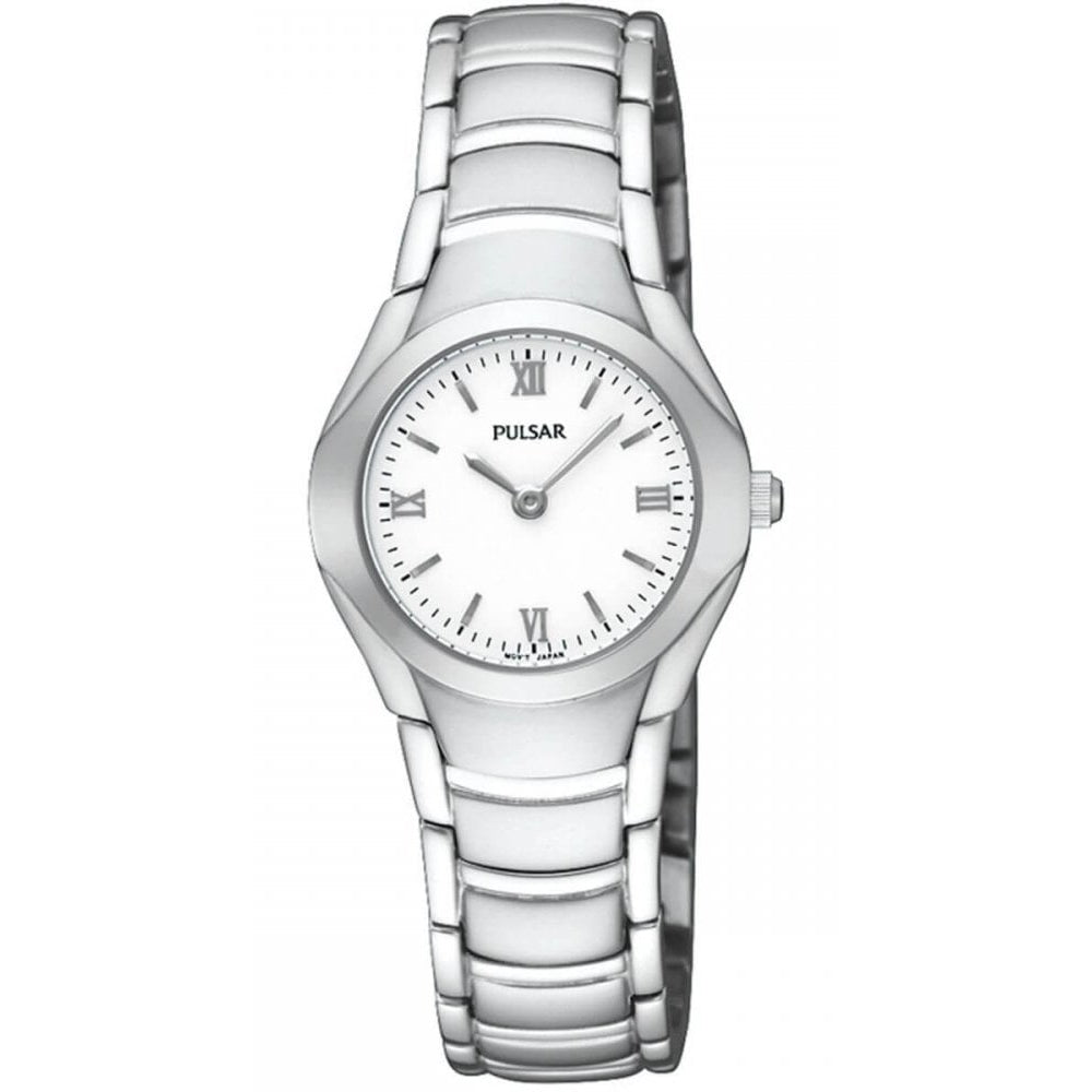 Stainless Steel Case With White Dial & Bracelet Strap Ladies Watch