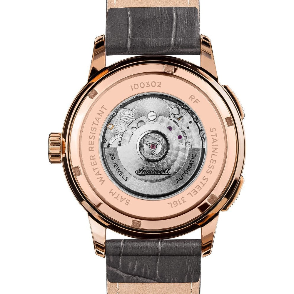 Mens The Regent Automatic Watch with Black Dial and Black Leather Strap