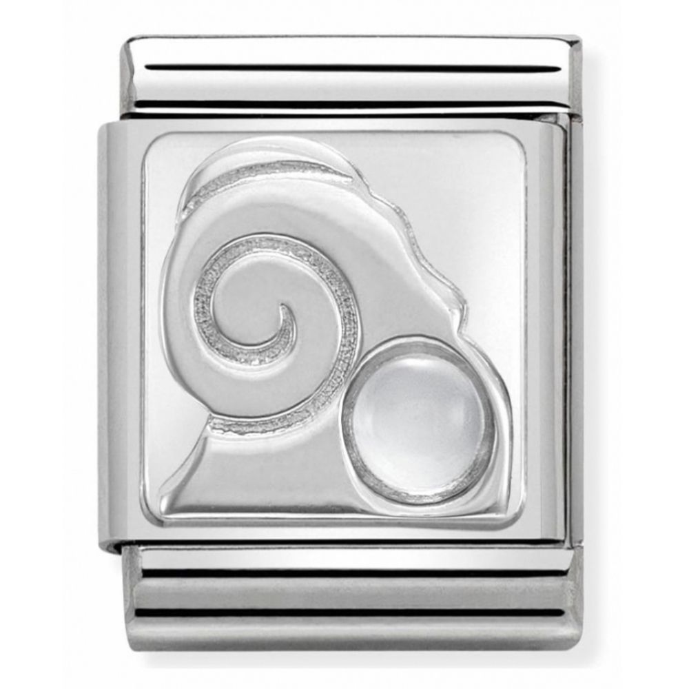 Zodiac Composable Big Stainless Steel, Sterling Silver & Gemstone Aries Charm