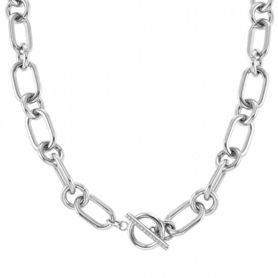 Drusilla Steel CZ T-Bar Necklace
