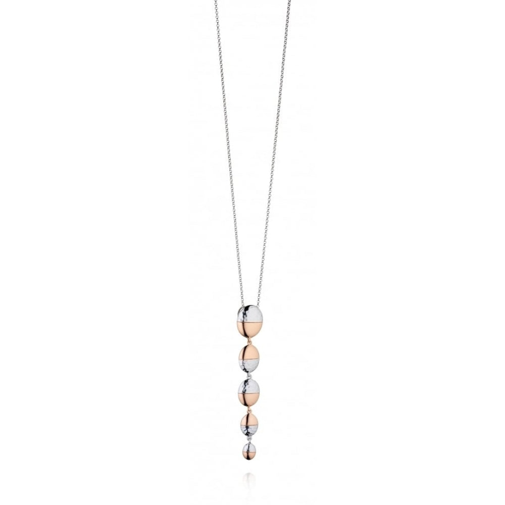 Hammered Rose Gold Plated Oval Long Pendant