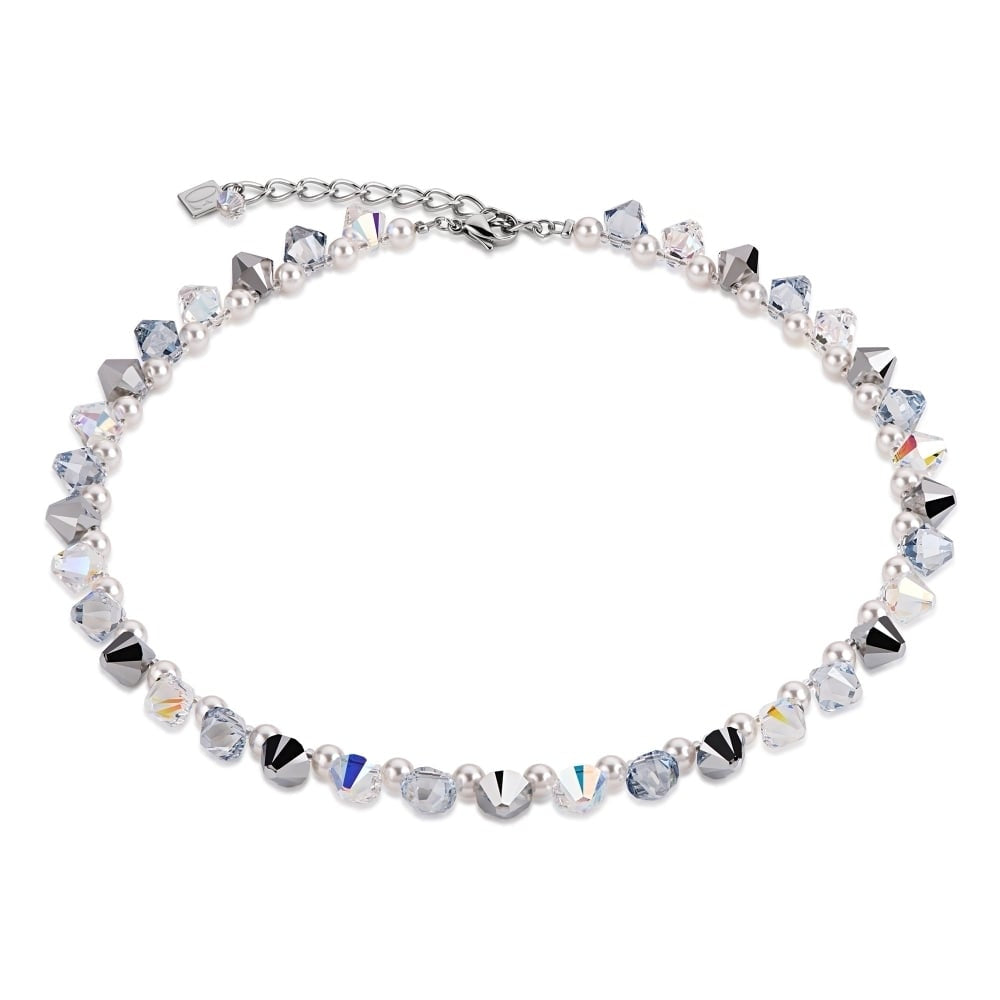 Silver Crystals & Pearls Necklace