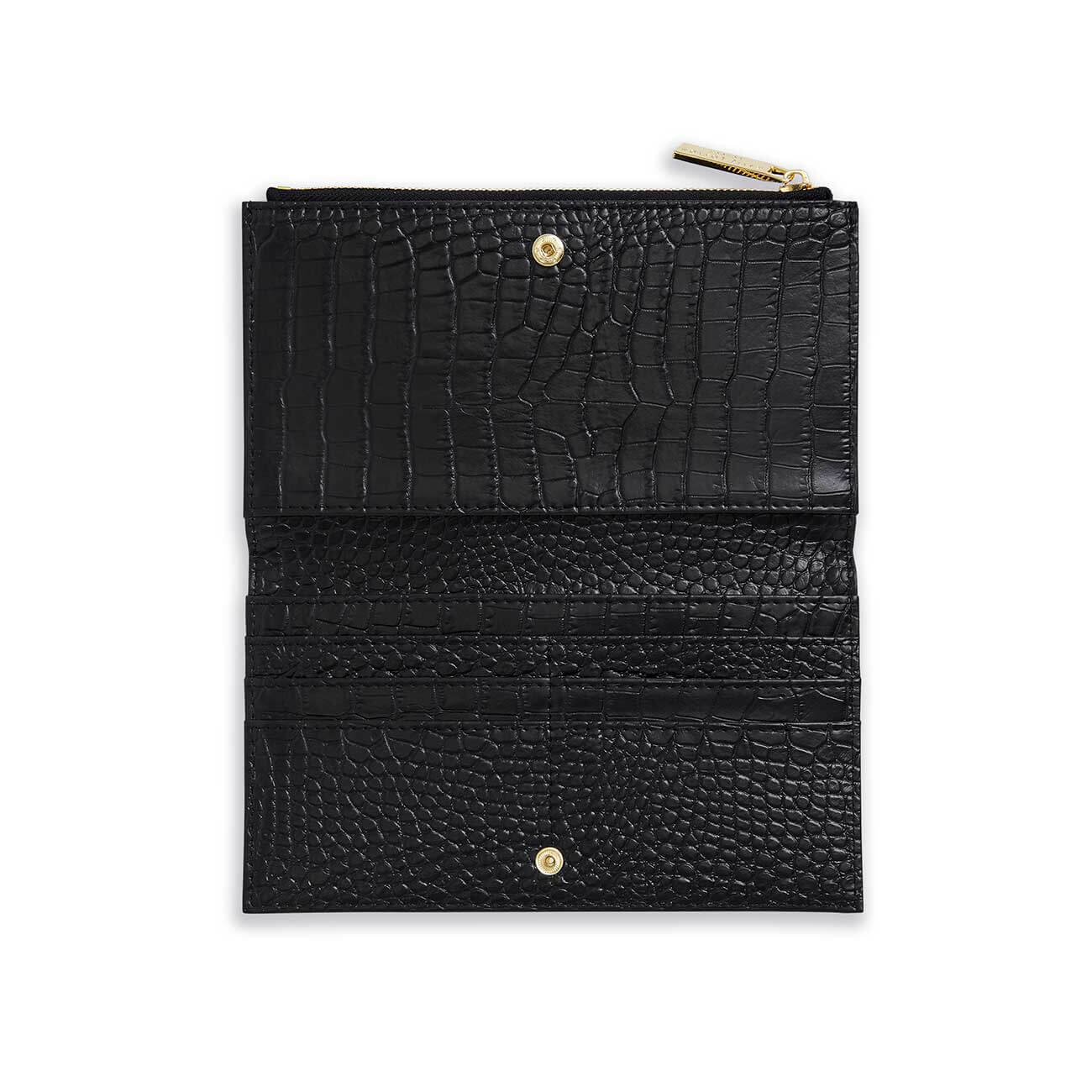 Celine Faux Croc Fold Out Purse | Black