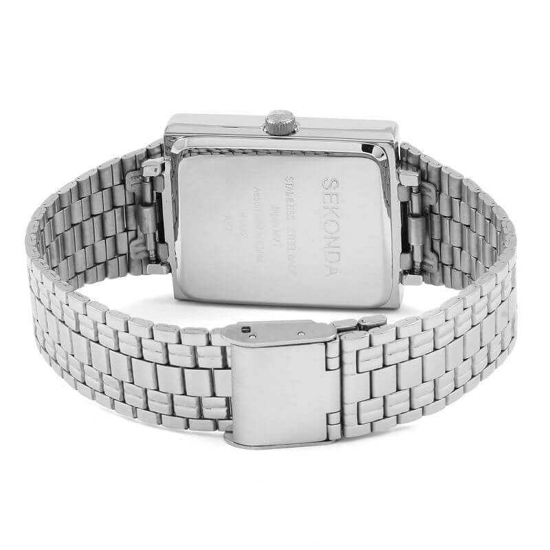 Linked Stainless Steel Gents Watch With Black Dial