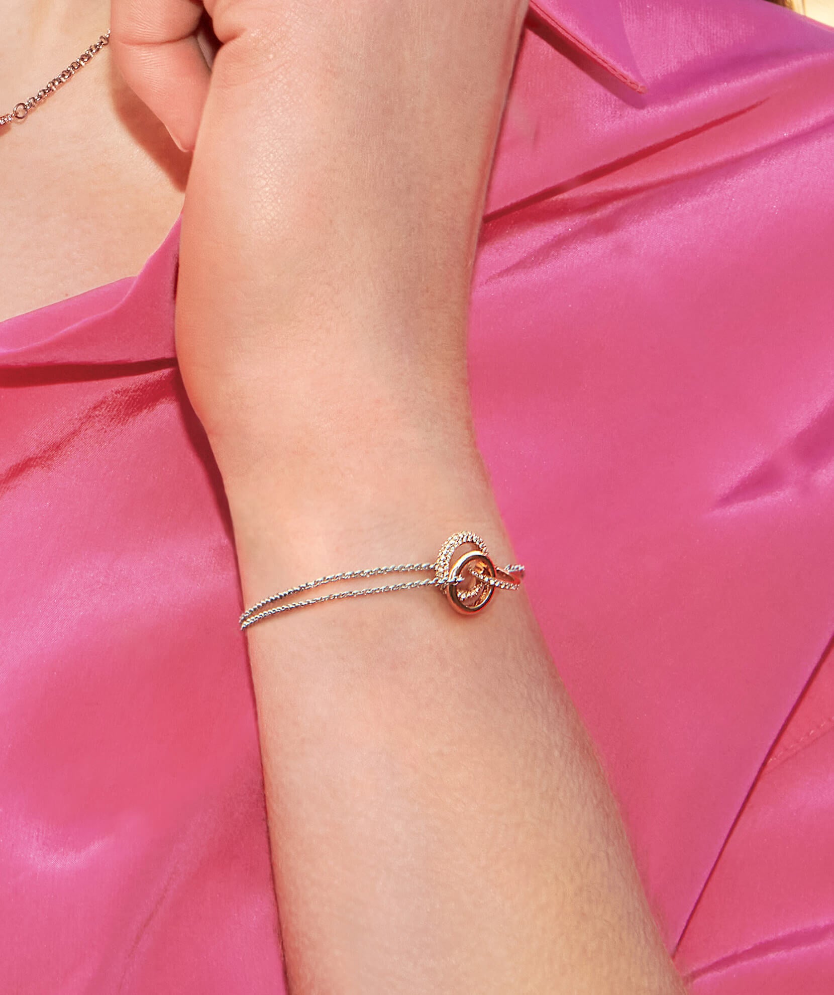 Classic Entwine Silver & Rose Gold Bracelet