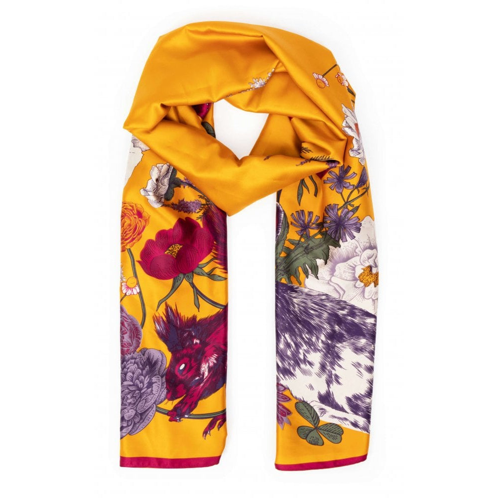 Satin Square - Forest Friends - Mustard