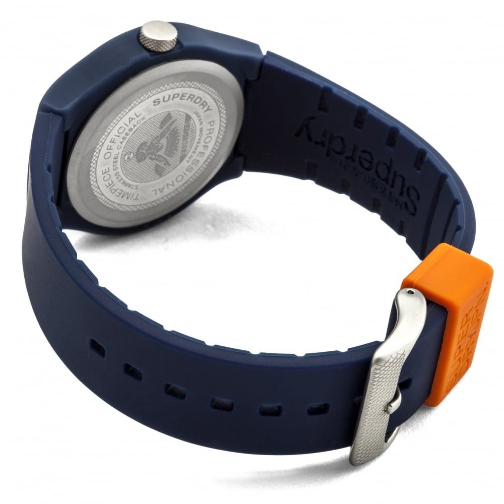 Urban' Navy Silicone Strap Watch With Orange Dial
