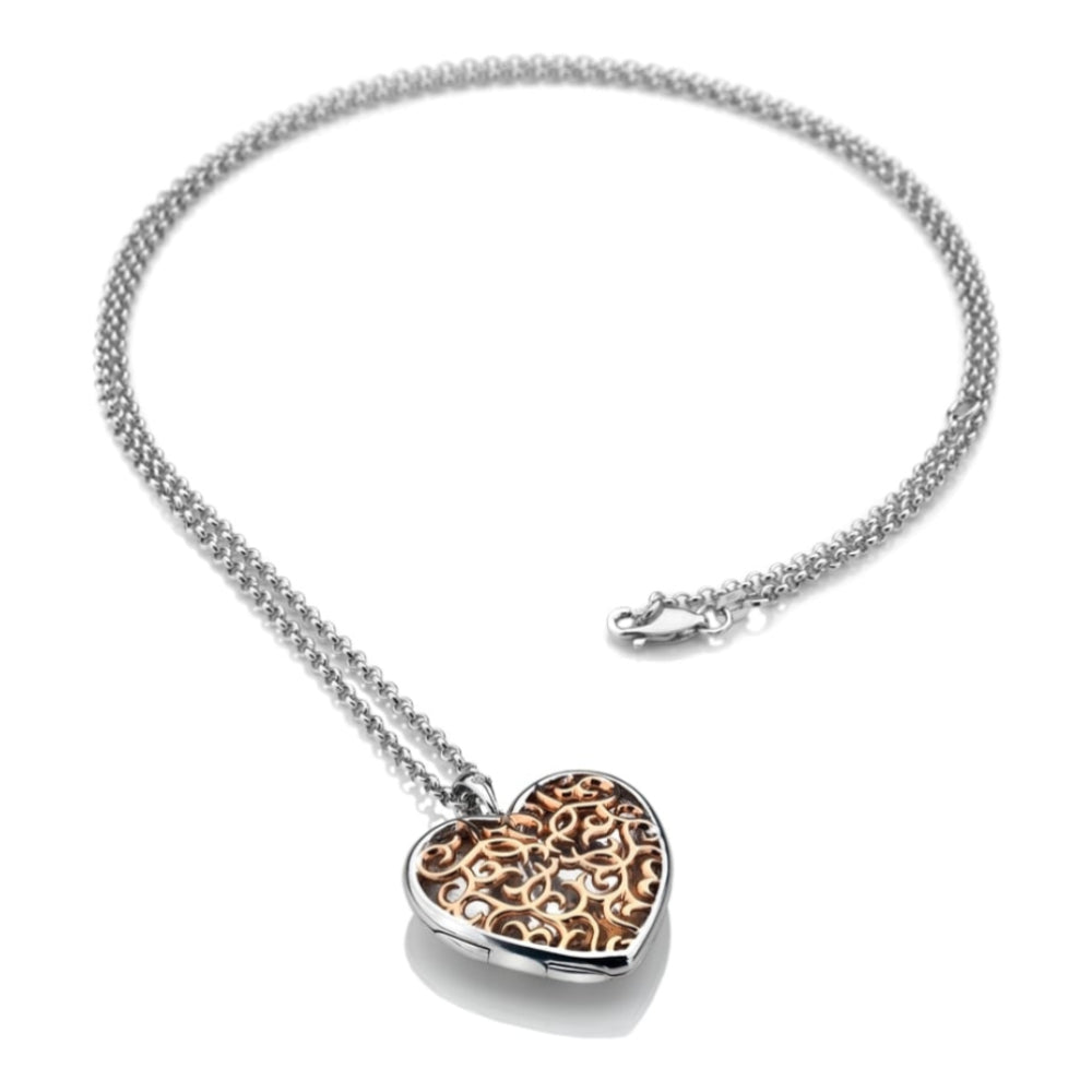 Rose Gold & Silver Large Heart Shelter Locket