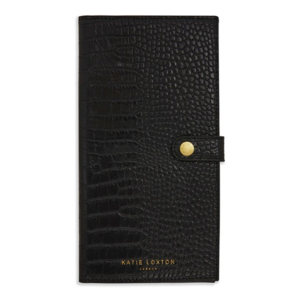 Celine Faux Croc Travel Wallet | Black | 23 X 12cm