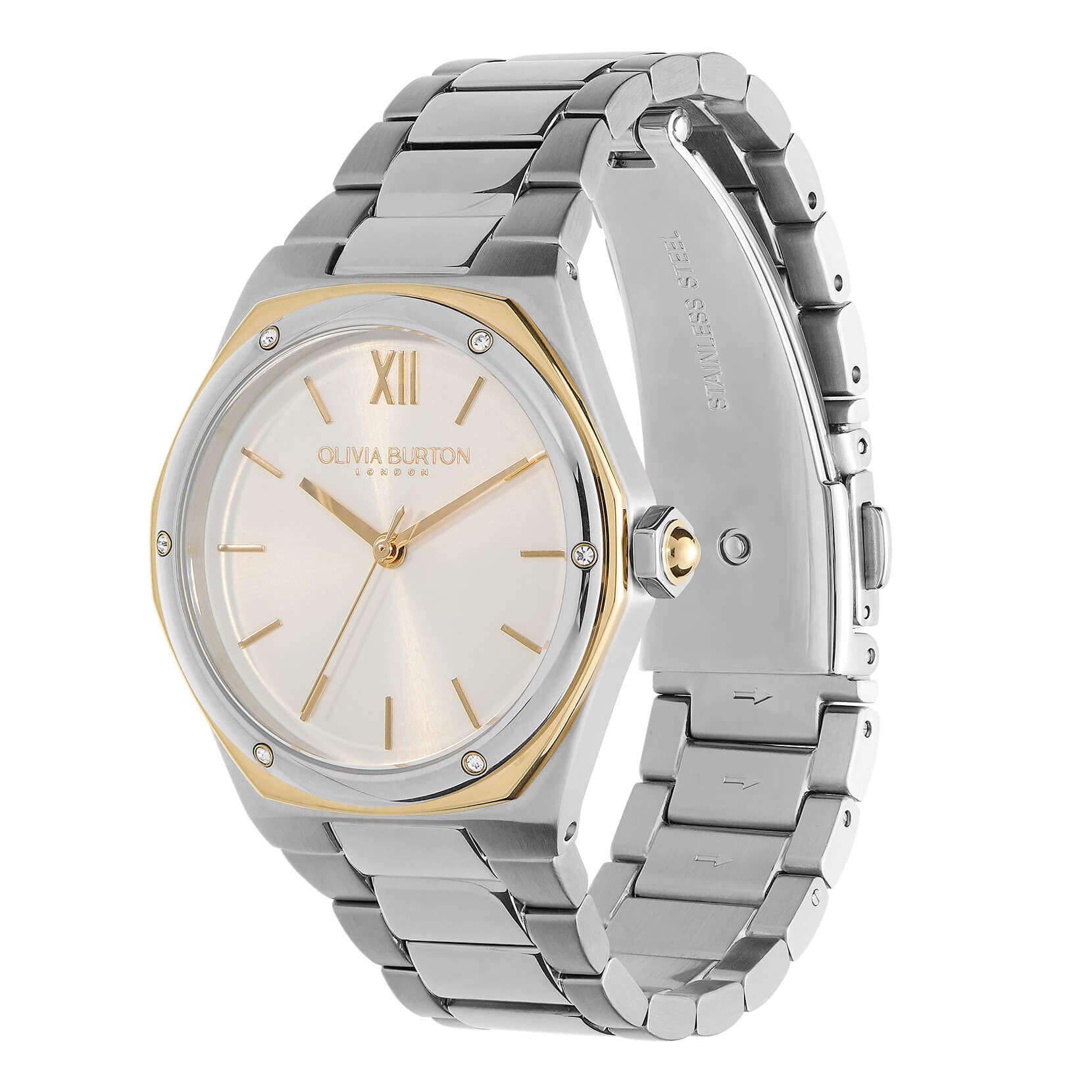 Sports Luxe Hexa White, Gold & Silver Bracelet Watch