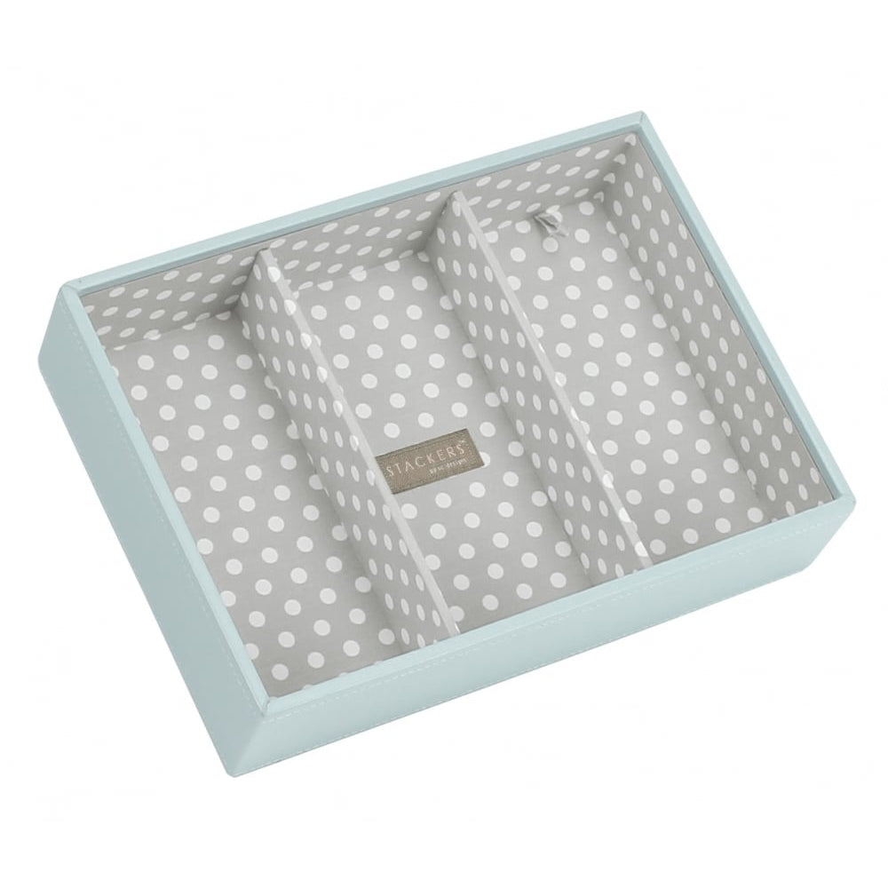 Duck Egg Blue & Grey Polka Classic 3 Section Open Stacker