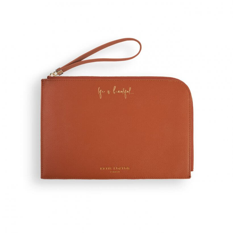 Secret Message Pouch | Life Is Beautiful... | Cognac