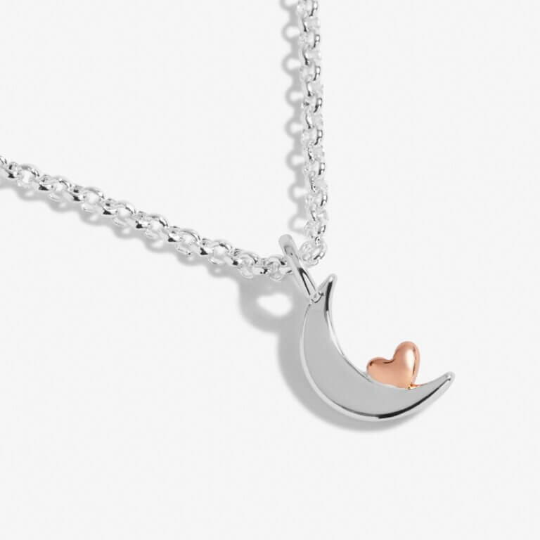 A Little | Love You To The Moon And Back | Silver And Rose Gold | Necklace | 46cm + 5cm Extender