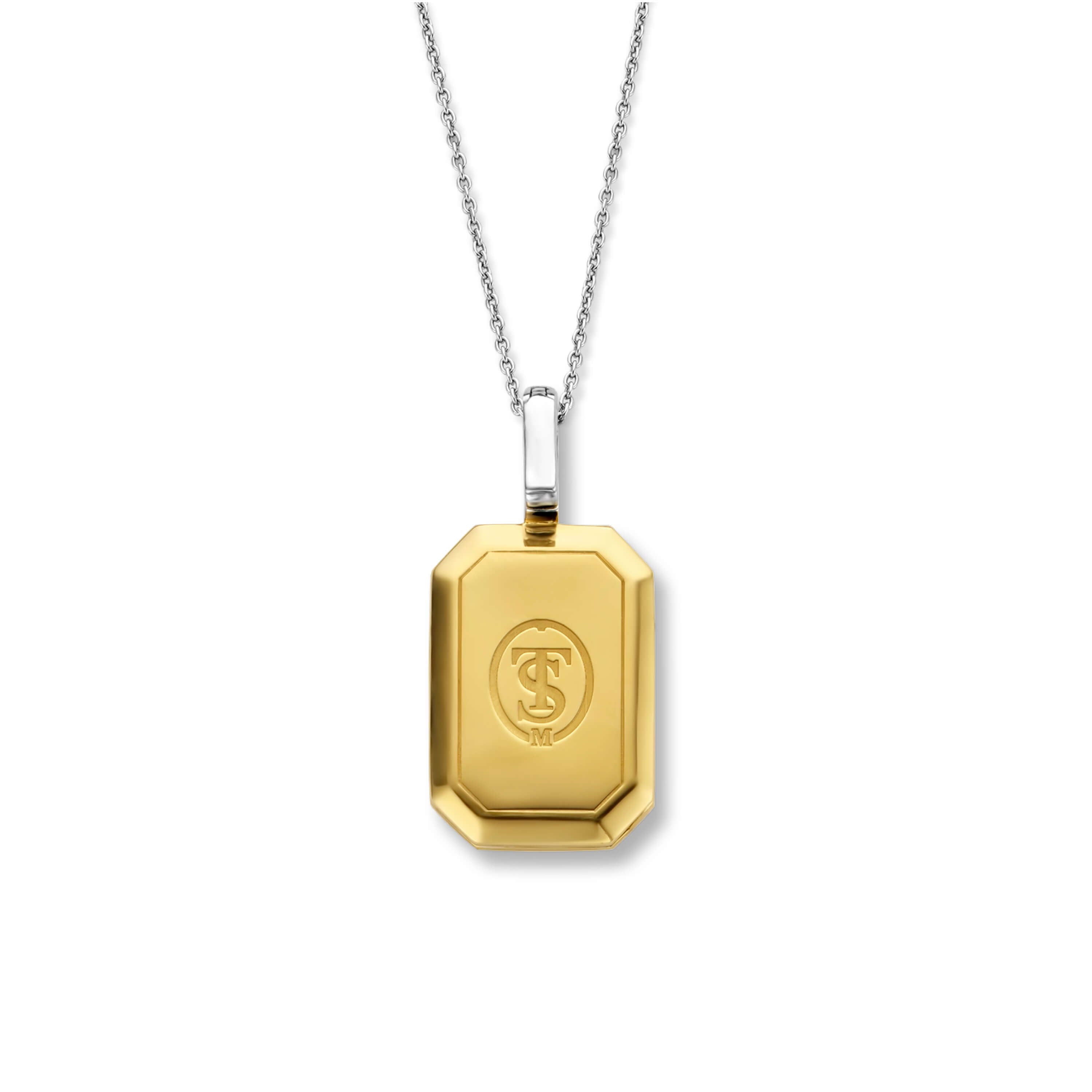 Gold Tone Rectangular CZ Star Pendant Necklace