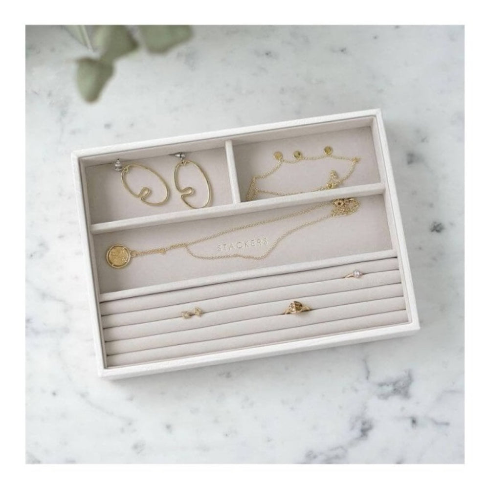 Chalk White Croc Classic 4 Section Stacker