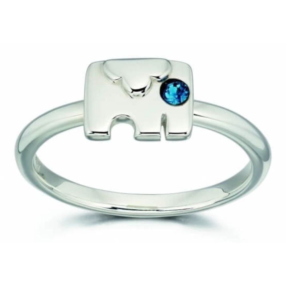 Blue Swarovski Sterling Silver Elephant Ring