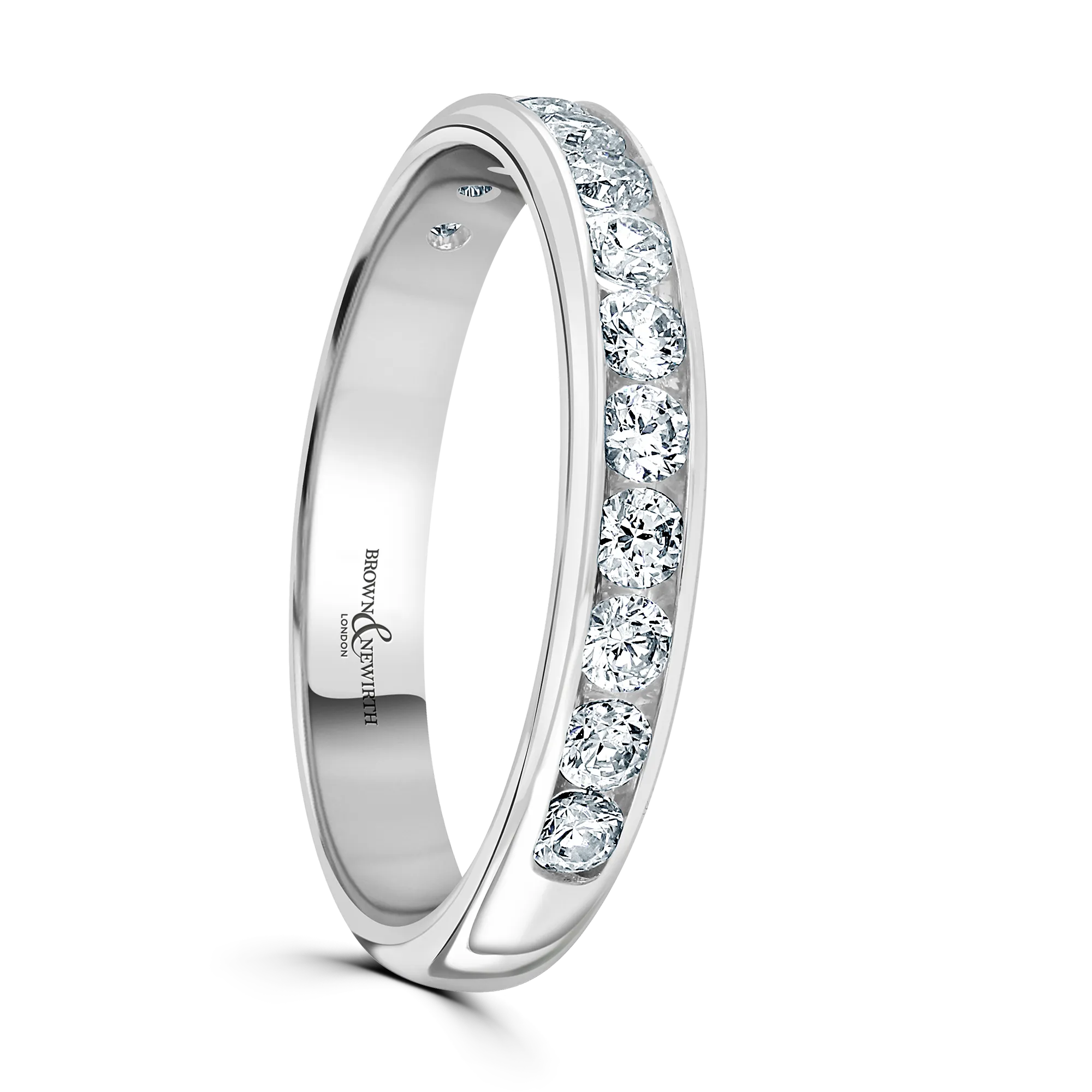 Platinum Channel Set Diamond Half Eternity Band