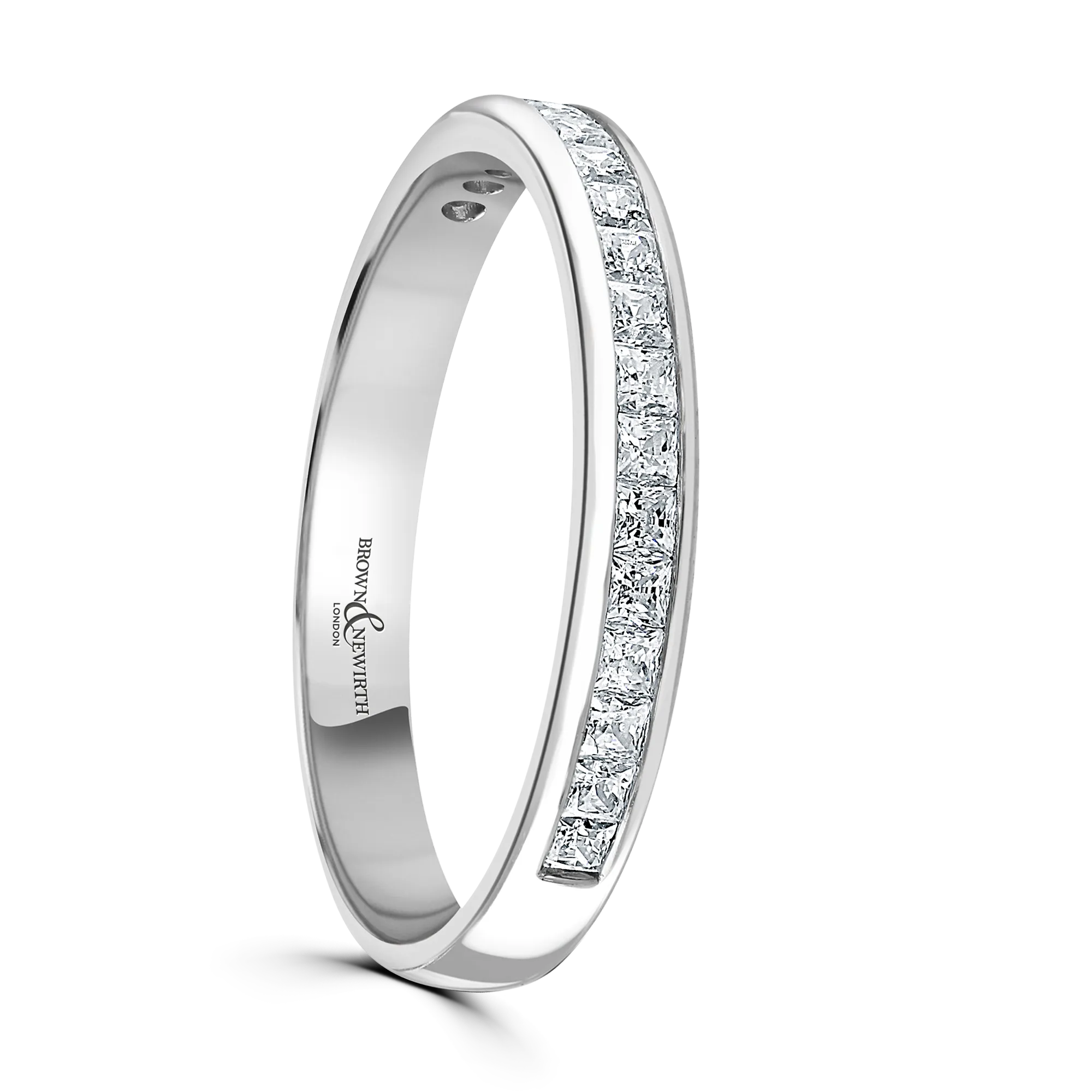 Platinum Channel Set Princess Cut Half Eternity Ring