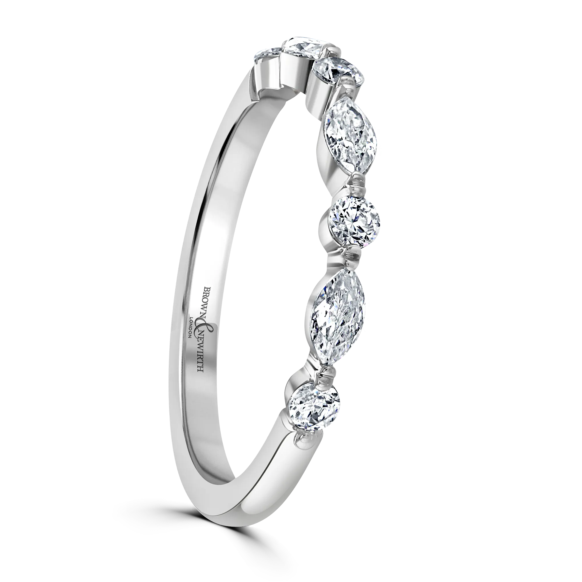 Platinum Round & Marquise Cut Claw Set Half Eternity Ring