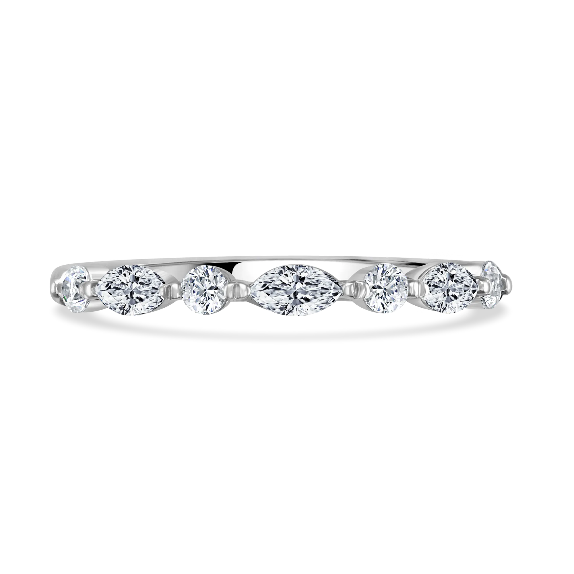Platinum Round & Marquise Cut Claw Set Half Eternity Ring
