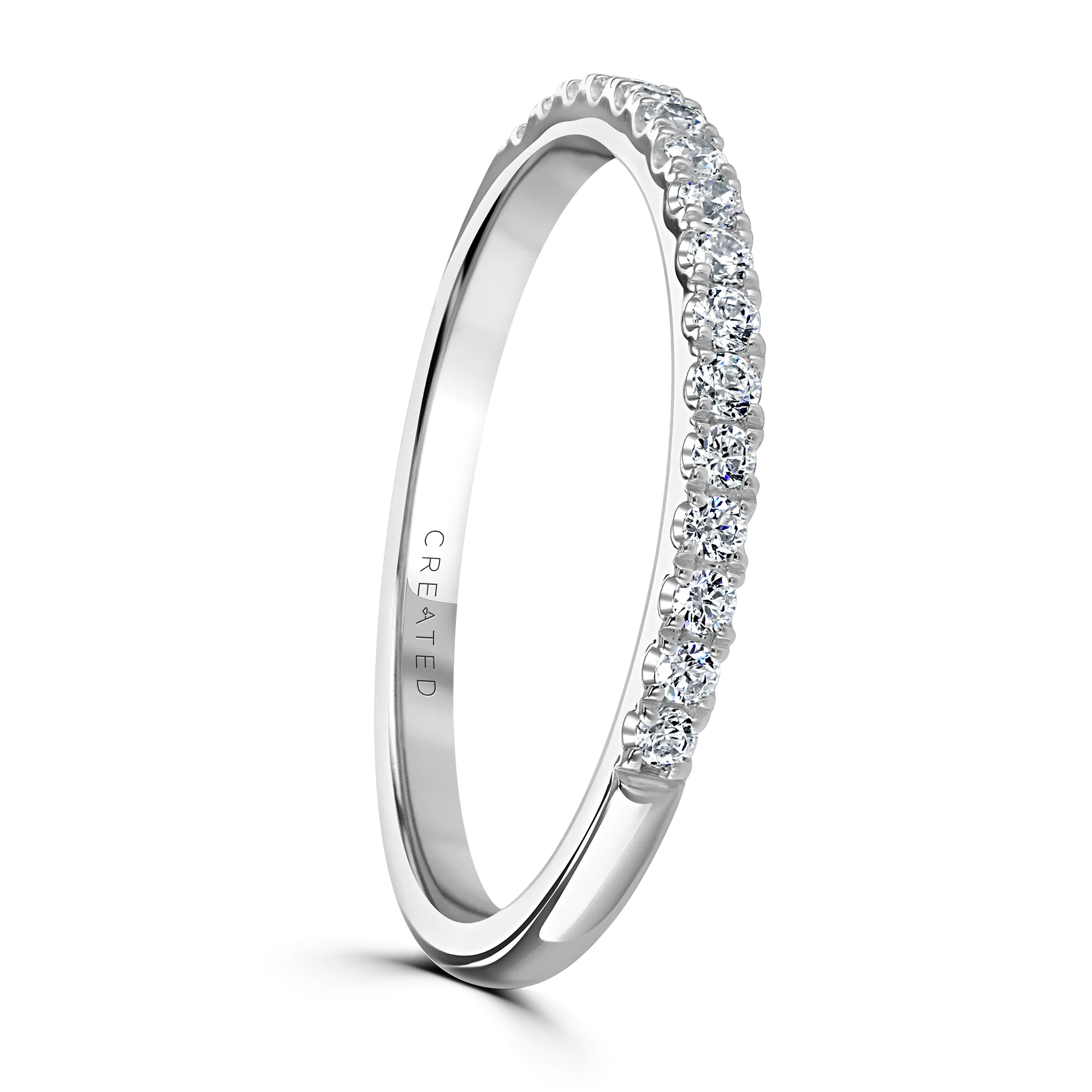 Platinum Half Set Diamond Band With Laboratory Grown Diamonds Ring-N