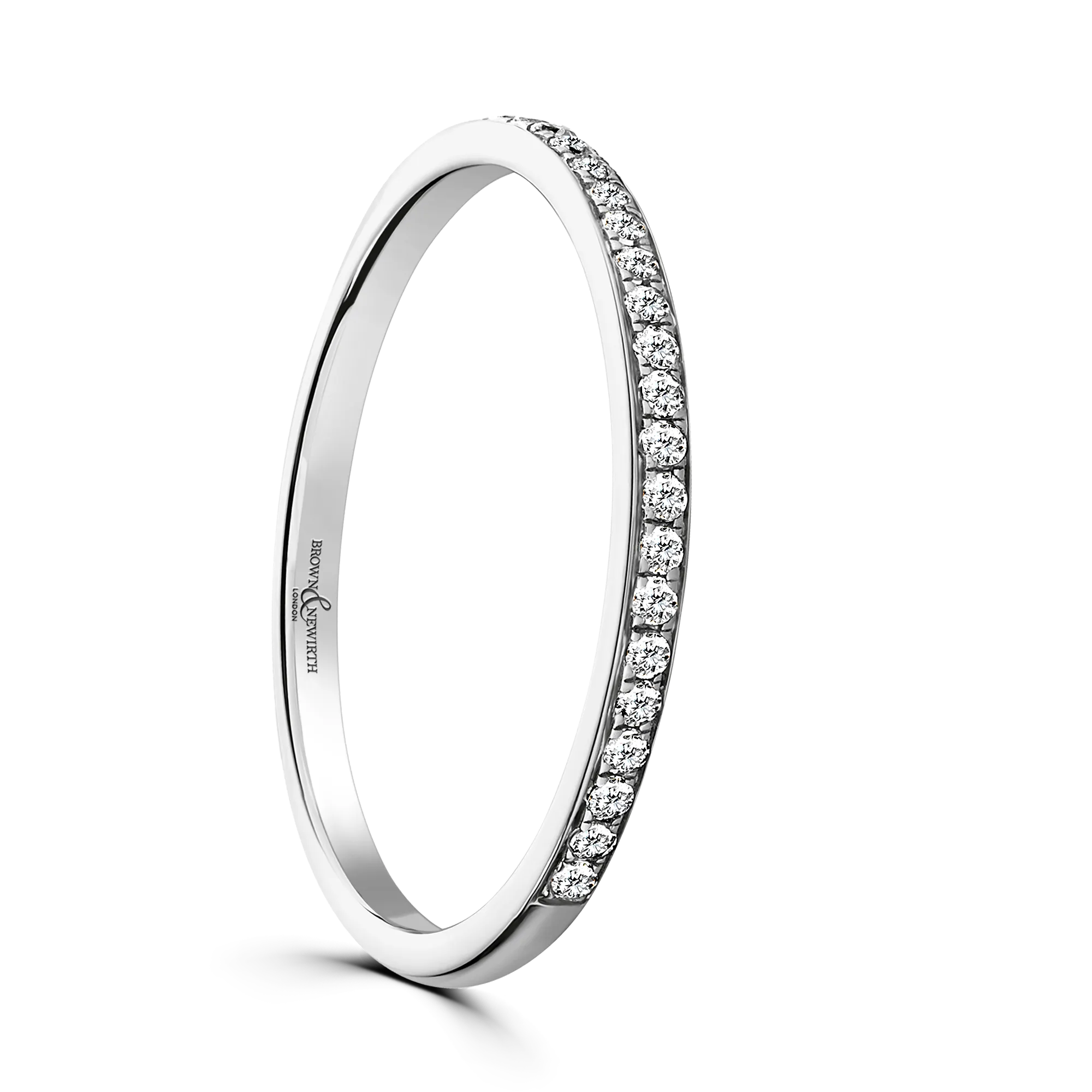 Platinum Grain Set Fine Round Cut Half Eternity Band