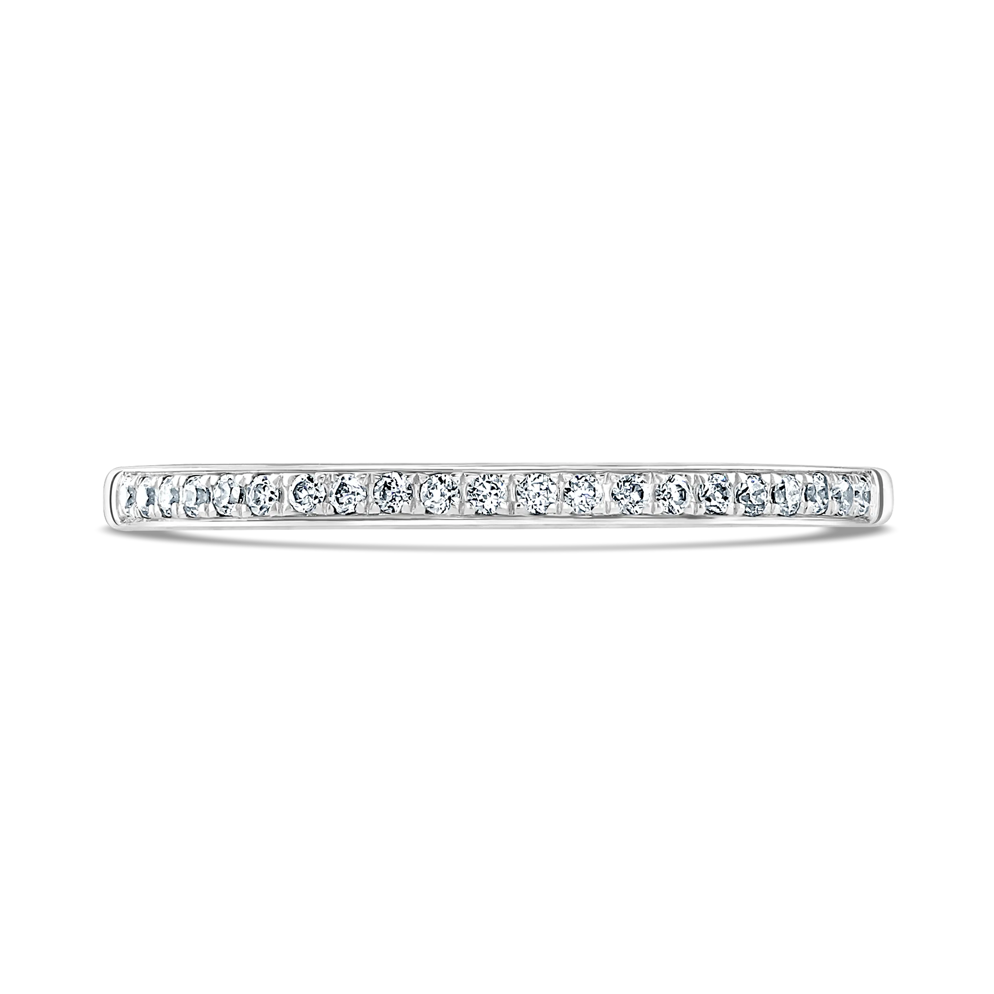 Platinum Grain Set Fine Round Cut Half Eternity Band