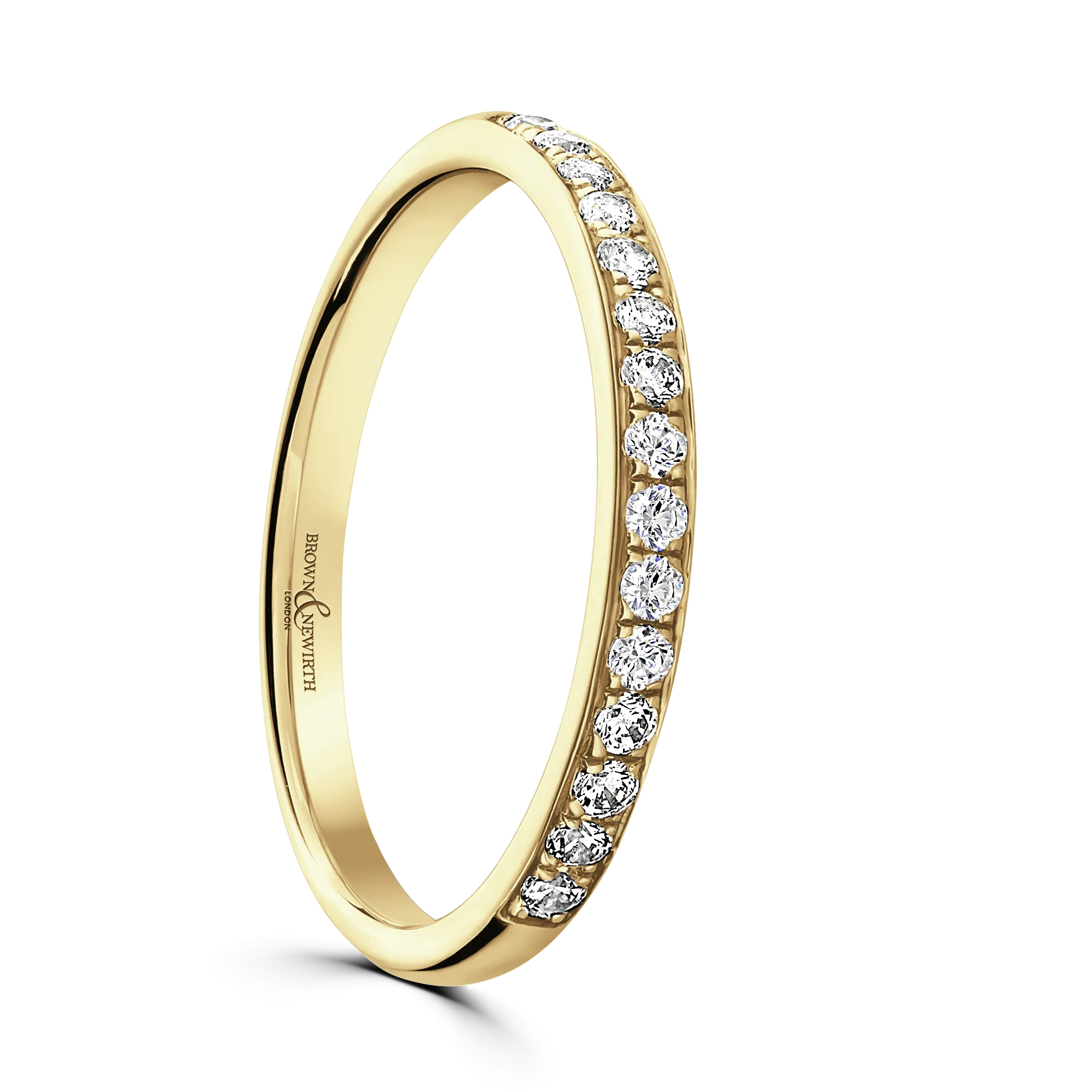 18ct Yellow Gold Grain Set Round Cut Half Eternity Band